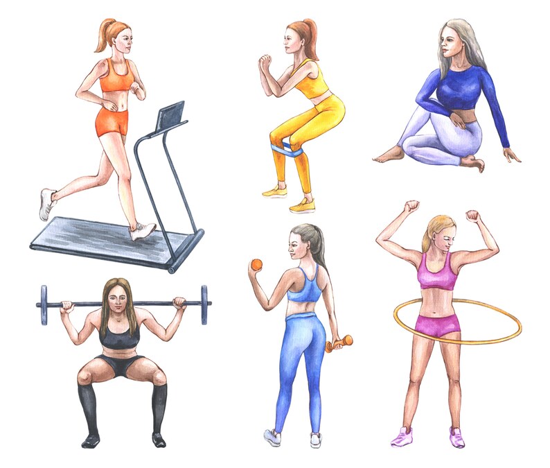 Fitness Watercolor Clipart Gym Clipart Exercise Clipart Etsy UK