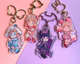 Identity V x Sanrio Cinnamoroll Photographer + Hello Kitty Gardener + Kuromi Bloody Queen + My Melody Cheerleader Epoxy Charms