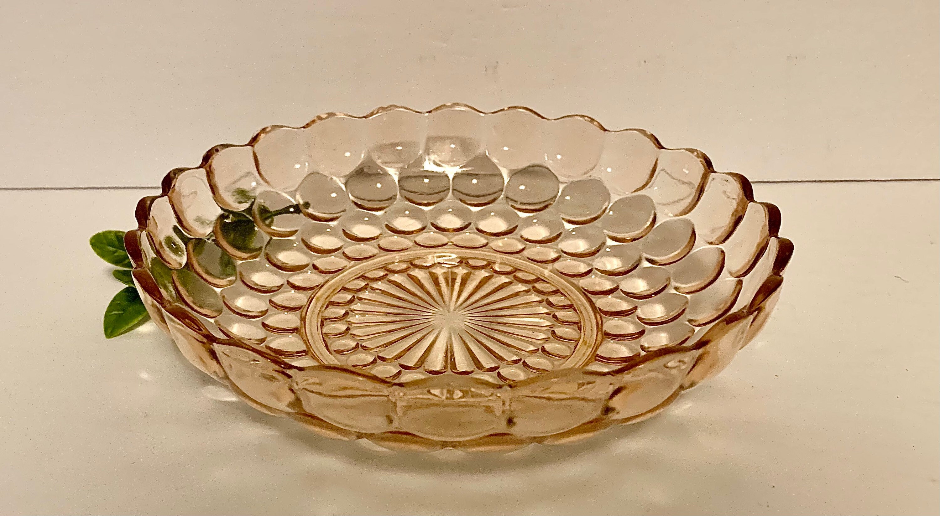 Vintage pink bubble glass serving bowl vintage pink Etsy