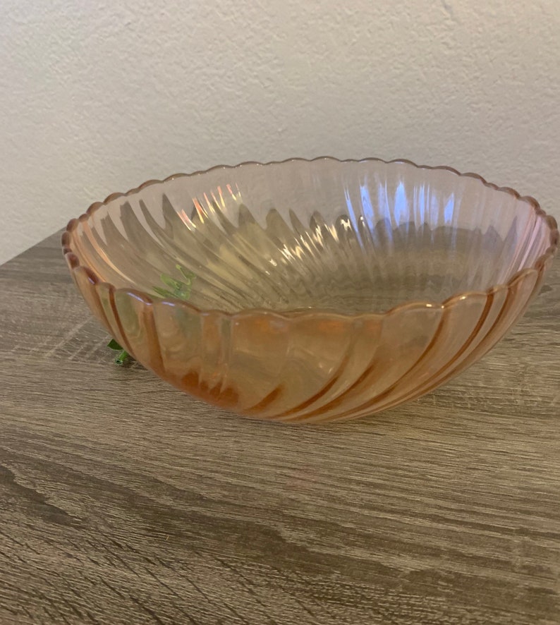 Vintage Arcoroc Rosaline pink depression glass swirl pattern Etsy