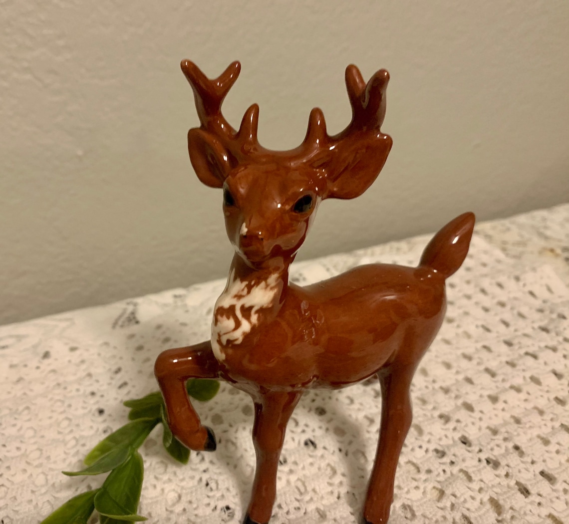 Vintage ceramic reindeer figurine retro ceramic deer Etsy