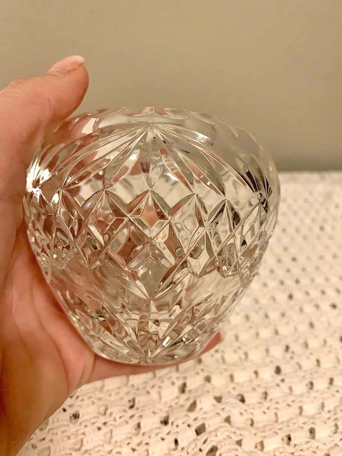 Vintage lead crystal rose bowlclear glass rose bowl/ vase Etsy