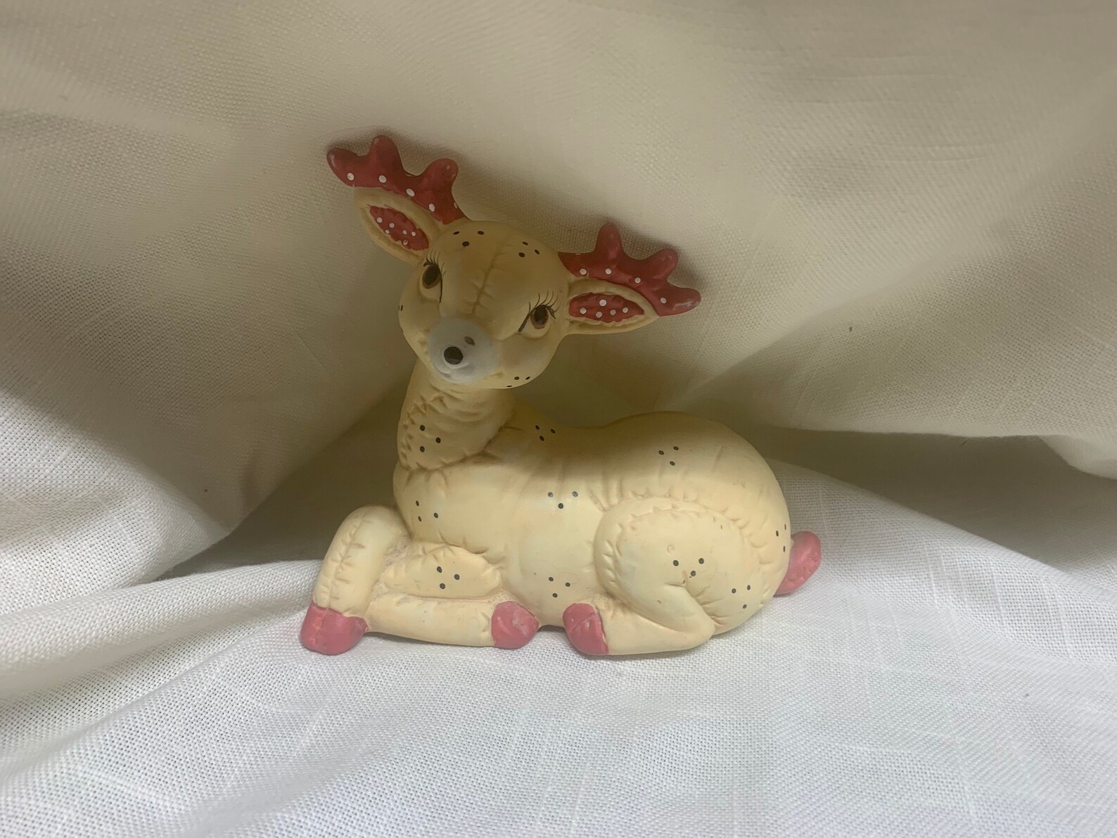 Vintage ceramic hand painted reindeer figurine Christmas Etsy