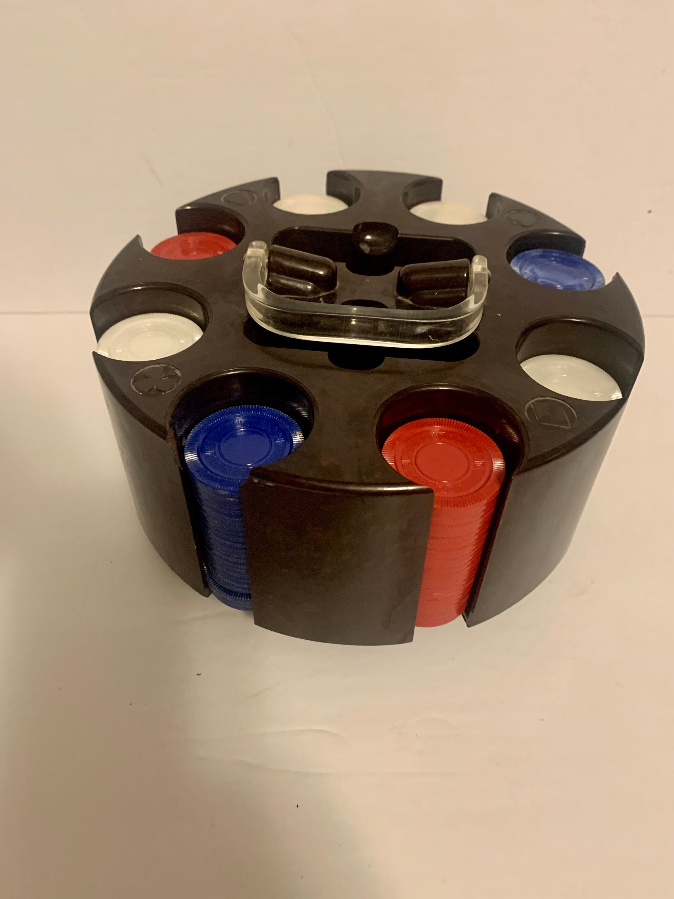 Vintage 8 slot poker chip caddy with lucite handle retro Etsy