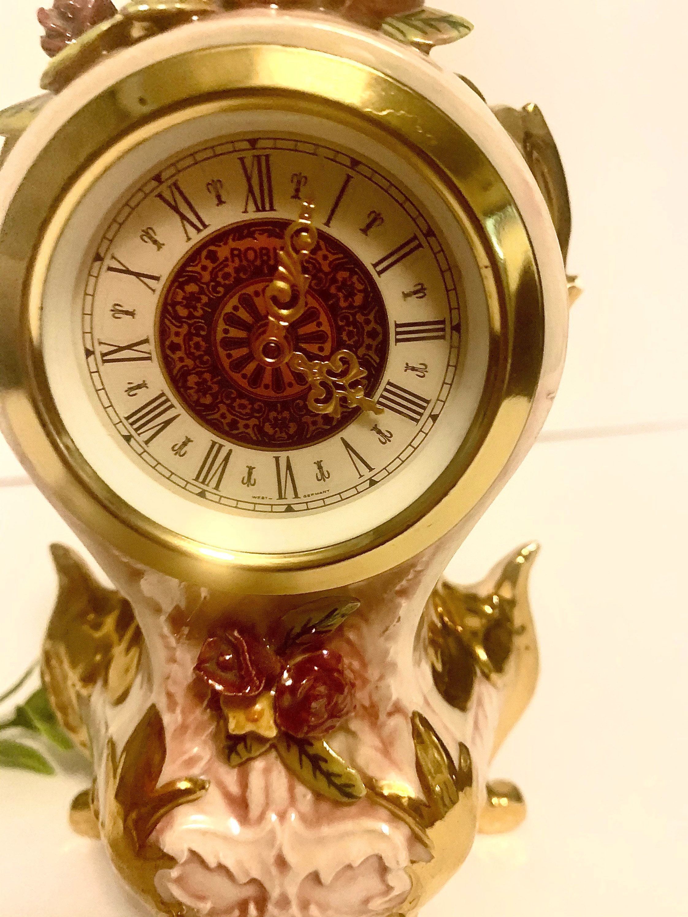 Vintage ceramic wind up German mantle clock with blue birds Etsy