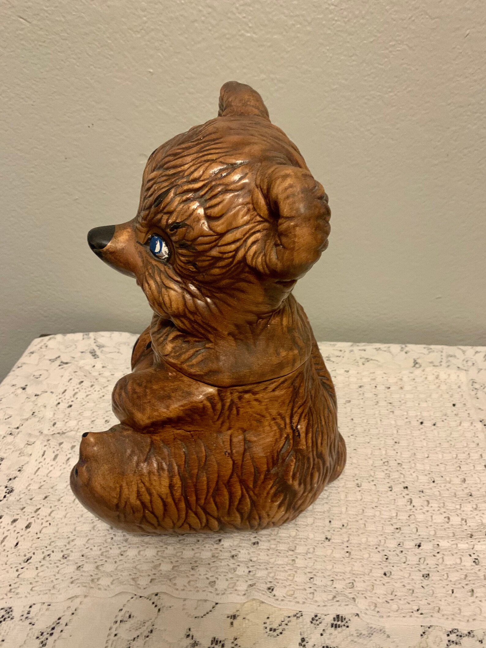 Vintage ceramic Teddy bear cookie jar retro brown teddy bear | Etsy