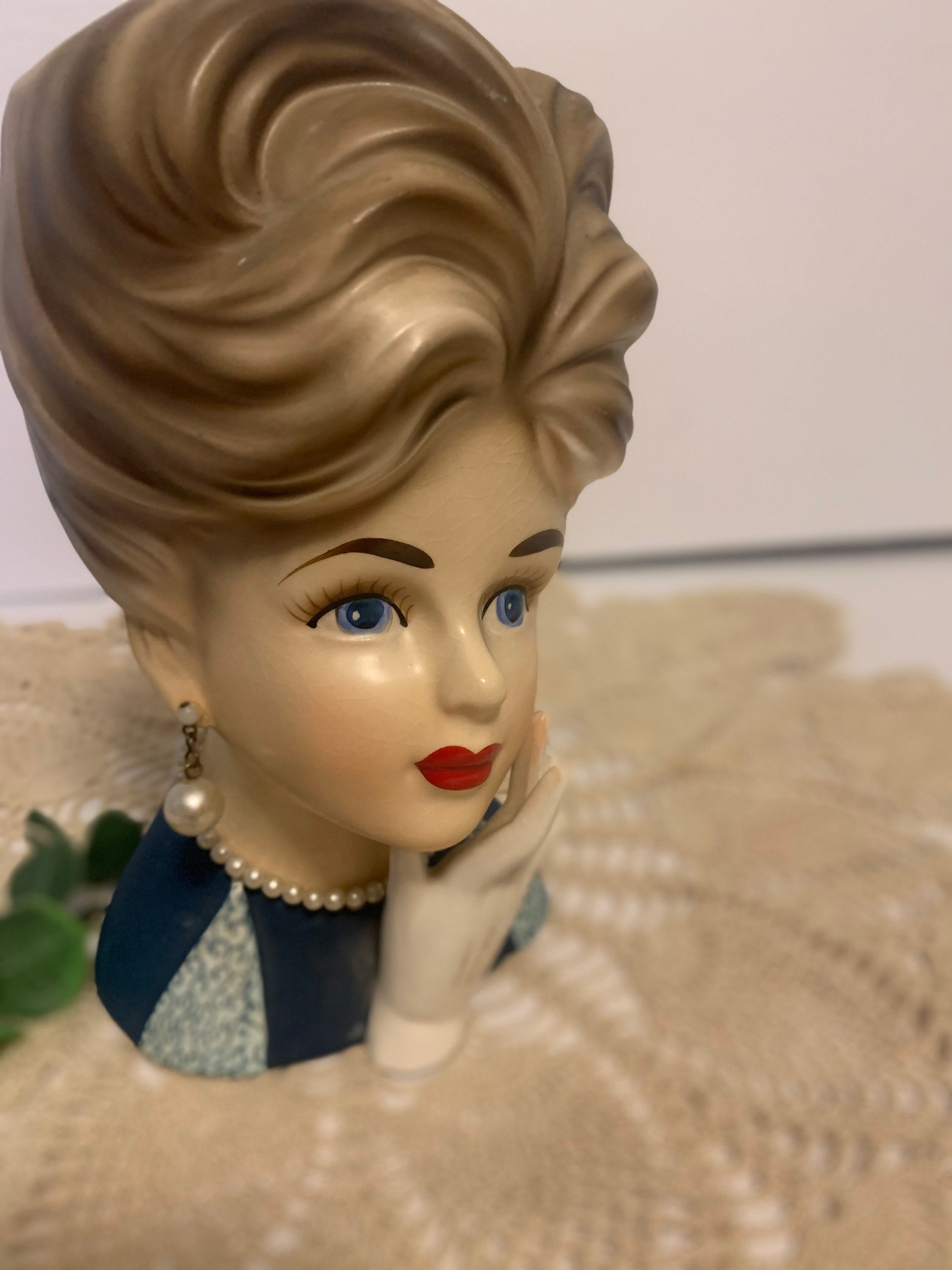 Vintage Relpo K1633 ladies head planter/ vase retro Relpo Etsy