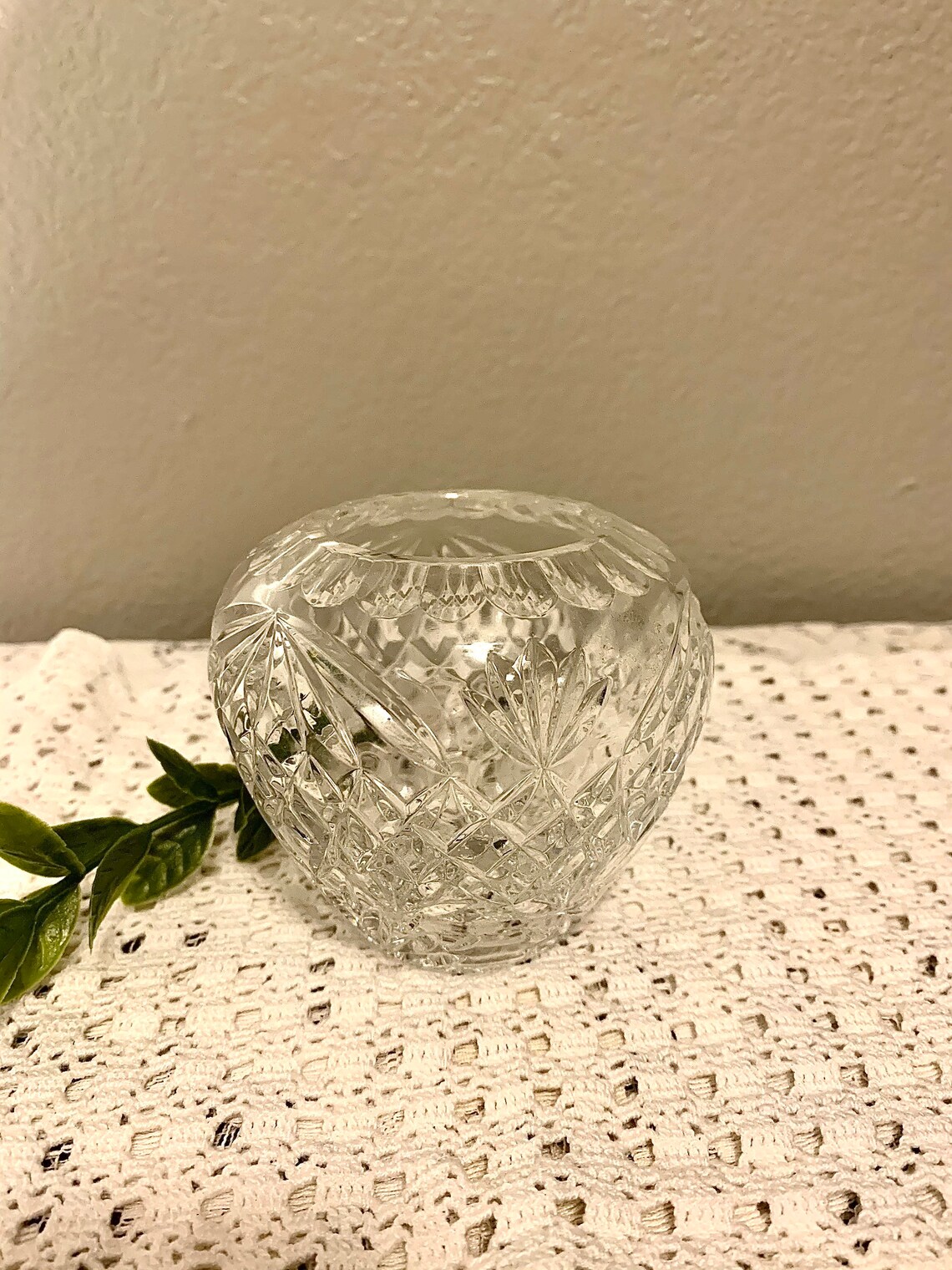 Vintage lead crystal rose bowlclear glass rose bowl/ vase Etsy