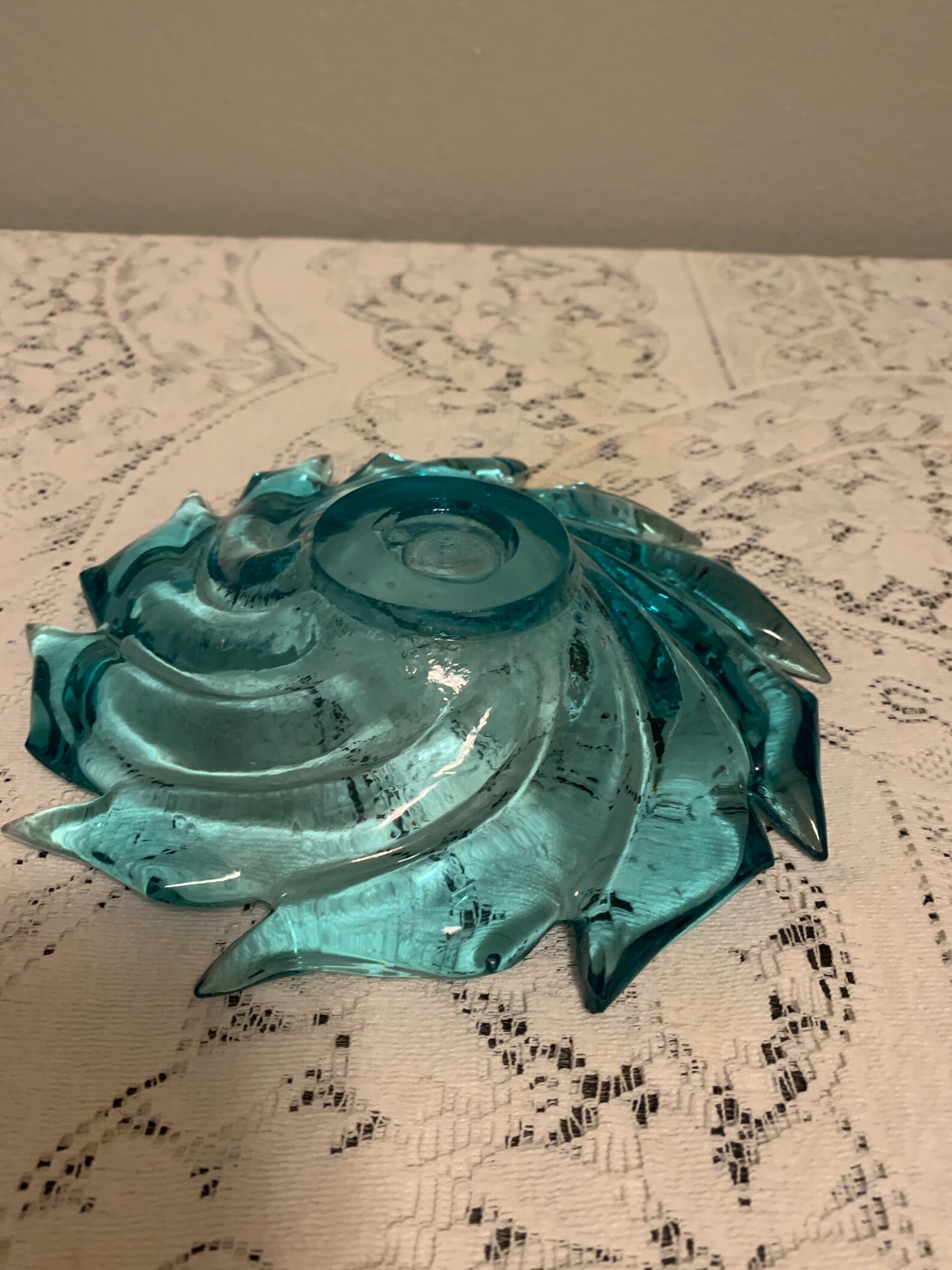 Teal colored hand blown glass bowl/candy dish hand blown teal Etsy