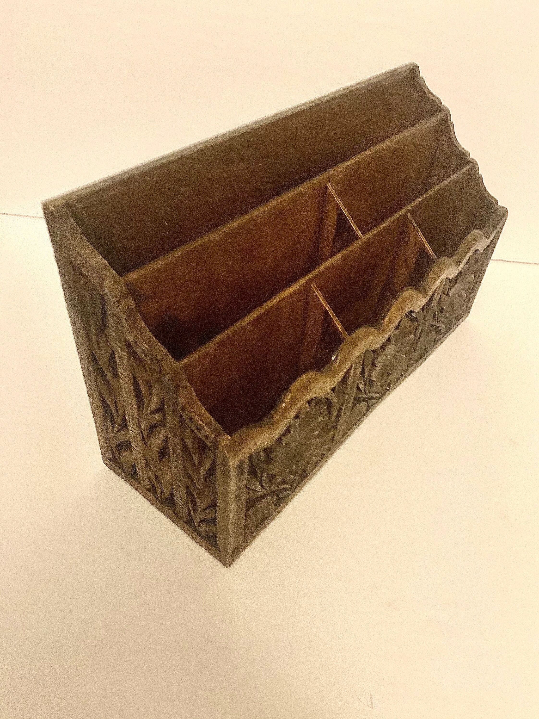 Retro faux wood mail organizer vintage desk organizer work Etsy