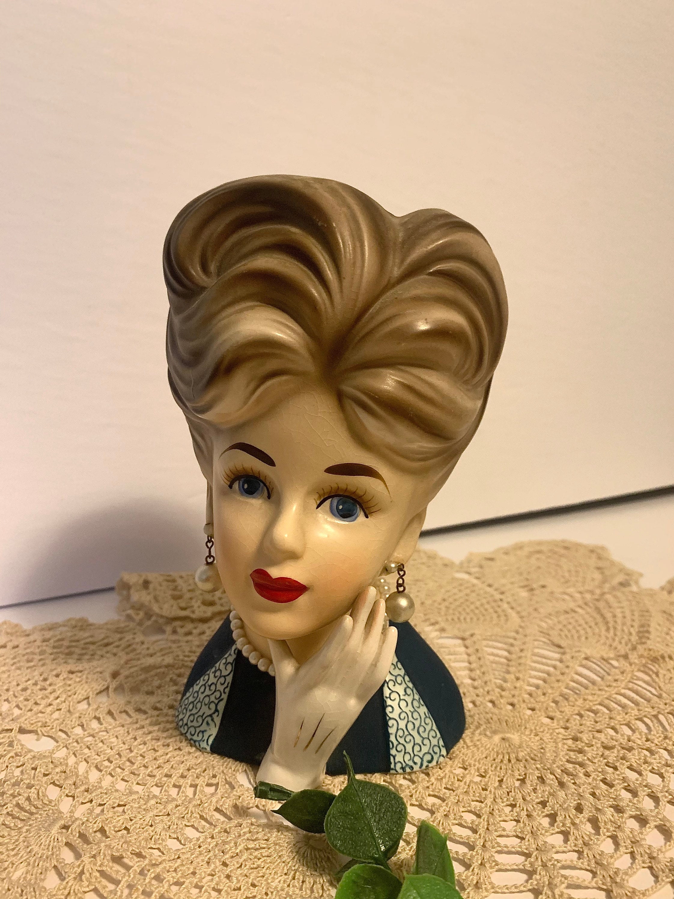 Vintage Relpo K1633 ladies head planter/ vase retro Relpo Etsy