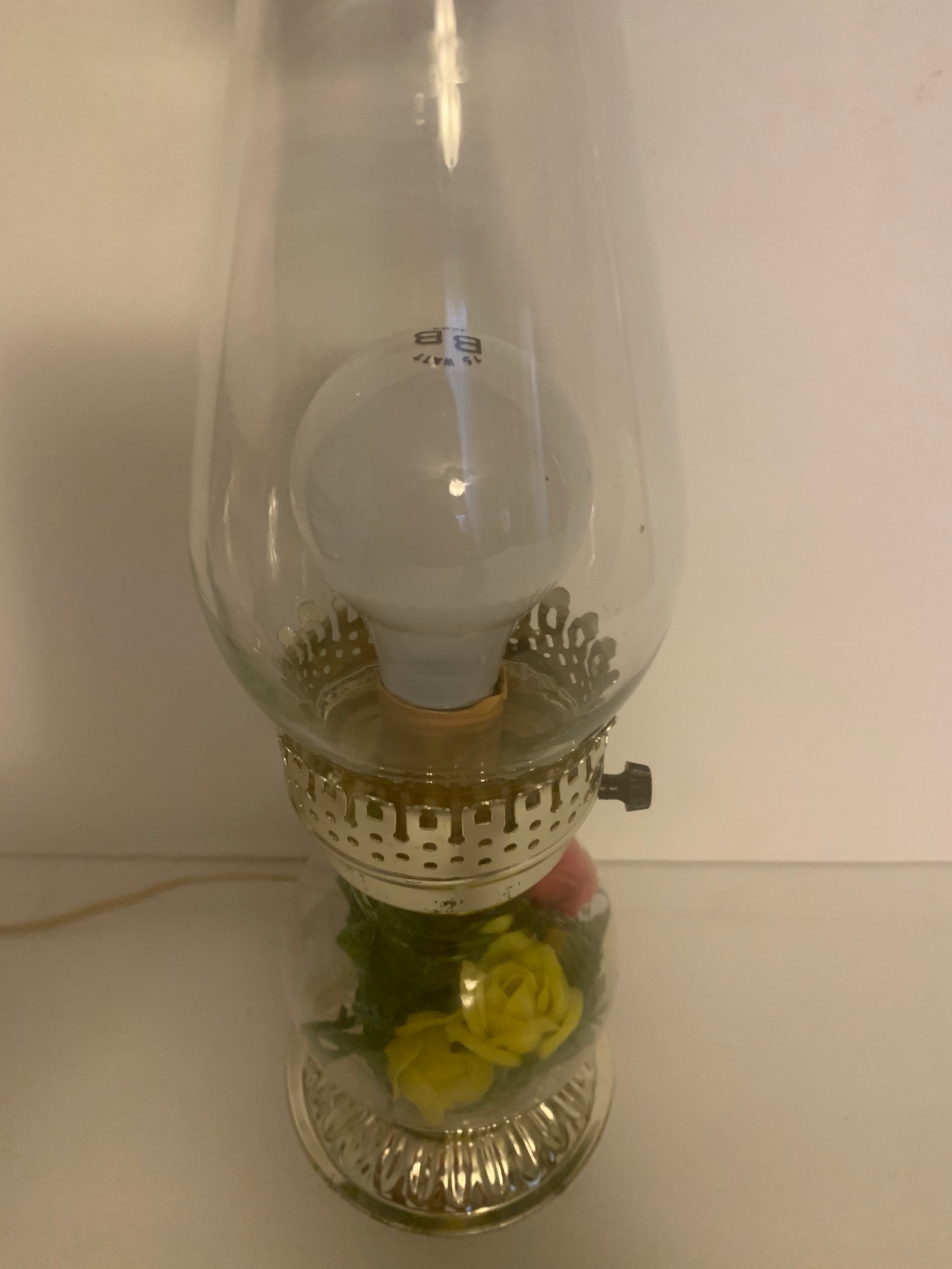 Vintage oil lamp converted to electric lamp clear glass oil Etsy