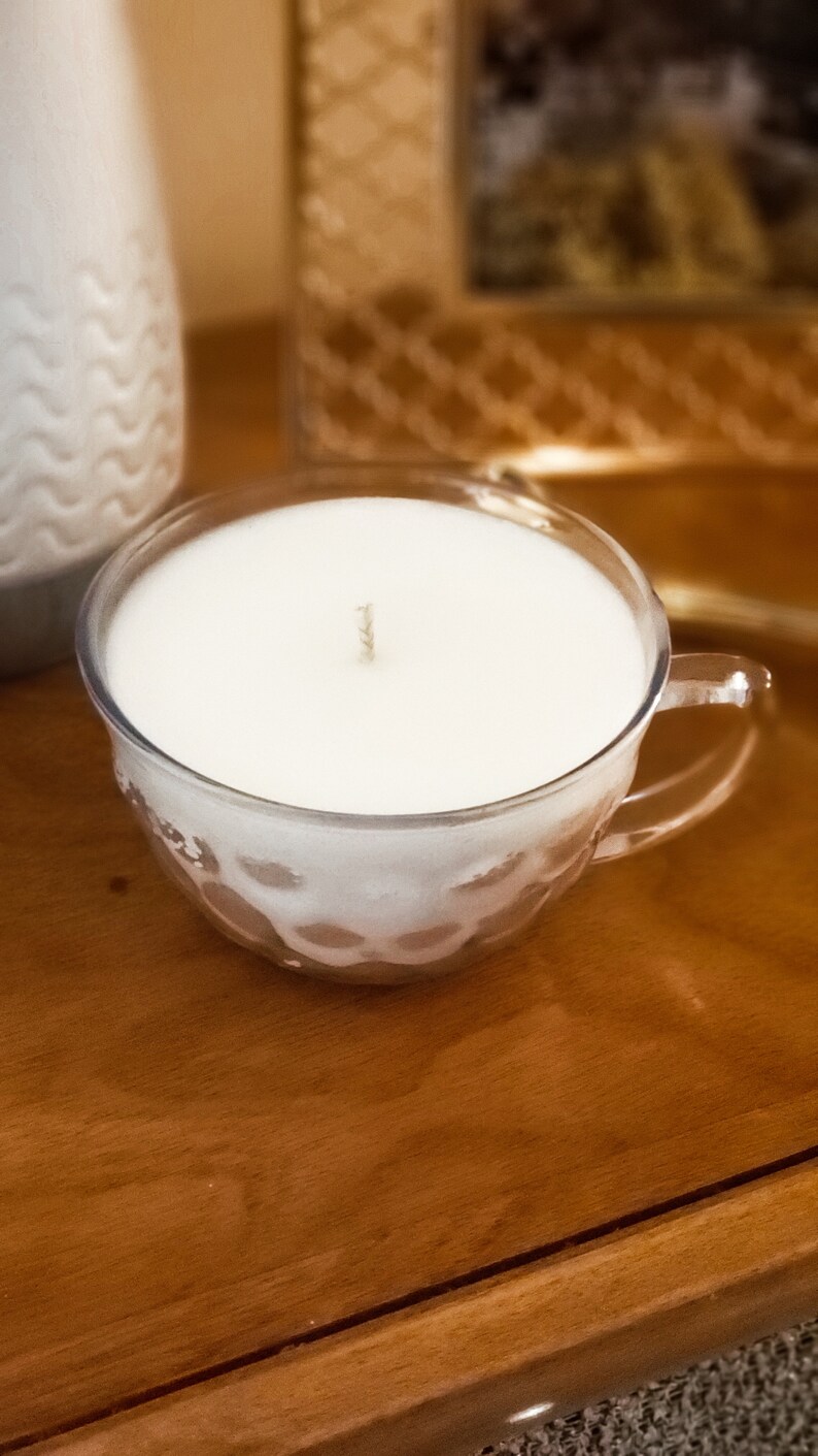 Vintage Glass Teacup Soy Candle Magnolia and Peony Candle Etsy