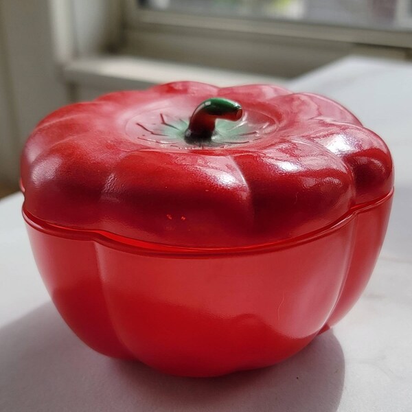 Vintage Red Pepper Jar/Dish with Lid