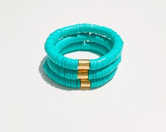 Ocean Blue beaded African Vinyl bracelet