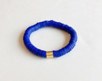 Deep Blue beaded African Vinyl bracelet