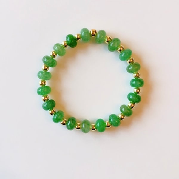 Apple green jade rondelle bracelet-8mm