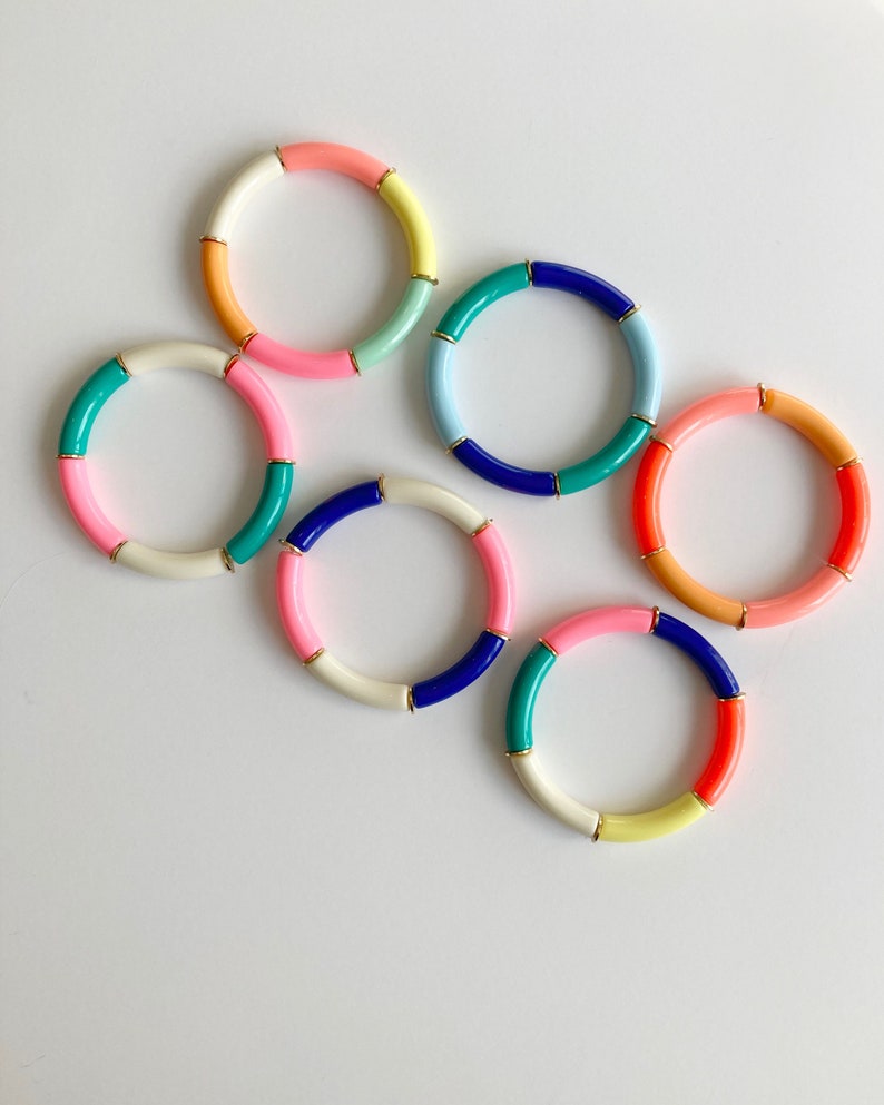 The Kylie Bracelet-acrylic Bamboo Multi Color Bracelet | Etsy