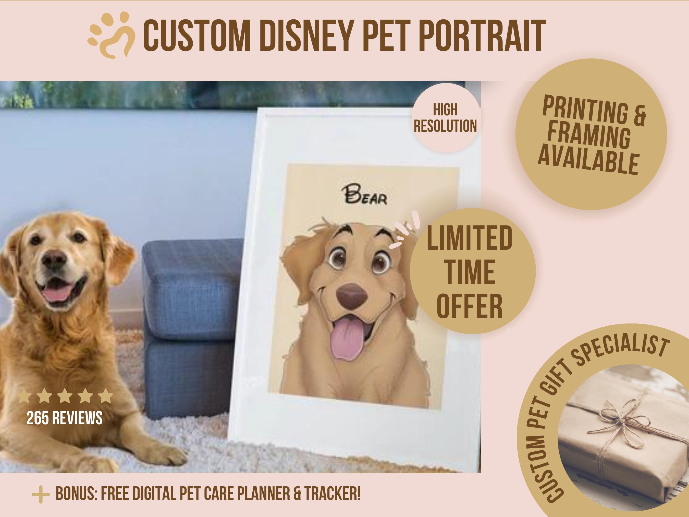 Custom Disney Pet Portraits, Personalized Disney-Style Illustrations for Your Pets, Disney Cartoon from Photo, Unique Artwork for Pet Lovers