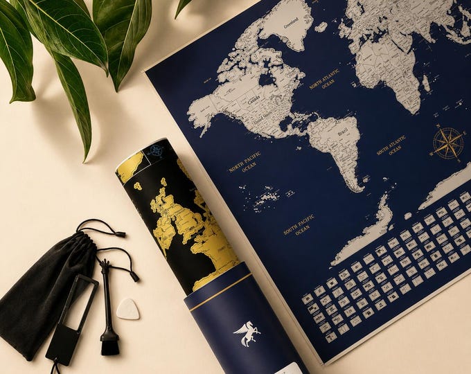 Scratch Off World Map Poster: Travel Tracker with Europe Map
