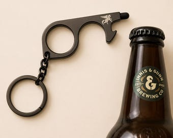 Antimicrobial Multi Tool Keyring: Bottle Opener, Button Pusher