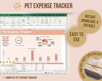 Pet Expense Tracker Template, Instant Excel Download, Editable Pet Expense Log, Personalised Pet Budget Planner, Pet Gifts & Management Tool