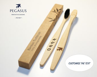 Personalised Pet Toothbrush, Dog Eco Friendly Bamboo Toothbrush, Customise with Text and/or Emojis, Sustainable, Pet Owner Gift