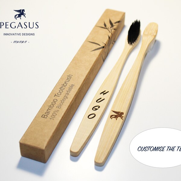 Personalised Pet Toothbrush, Dog Eco Friendly Bamboo Toothbrush, Customise with Text and/or Emojis, Sustainable, Pet Owner Gift