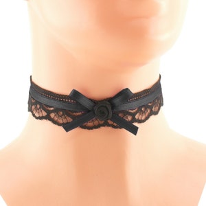 Romantic satin lace choker necklace black rose gothic collar women evening goth jewelry victorian vampire bridal costume handmade gifts