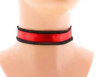 Collier ras de cou en dentelle satinée noir rouge pour femme, bijoux mignons, j'ai plusieurs couleurs et tailles faites à la main