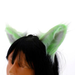 Neon Green Furry Cat Ears: Kawaii Neko Cosplay Headband