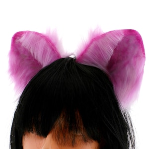 Roze neko kat harige oren, kitten cosplay kostuum kawaii kat neko dierlijke cosplay hoofdband kitten oren, kitten speeloren hoofdband handgemaakt