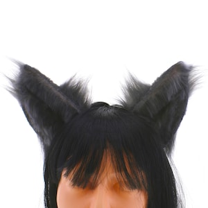 Grey black realistic wolf ears, animal ears cosplay costume wolf ear, fluffy ears wolf headband, anime cosplay ears handmade made to order