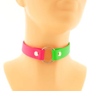 Biothane collar vegan leather strap neon pink green waterproof o ring adjustable choker kitten petplay puppy play costume