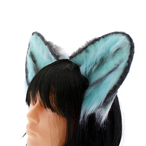 Green Black Ear Faux Fur Costume, Big Ears Kawaii Cosplay Headband Handmade