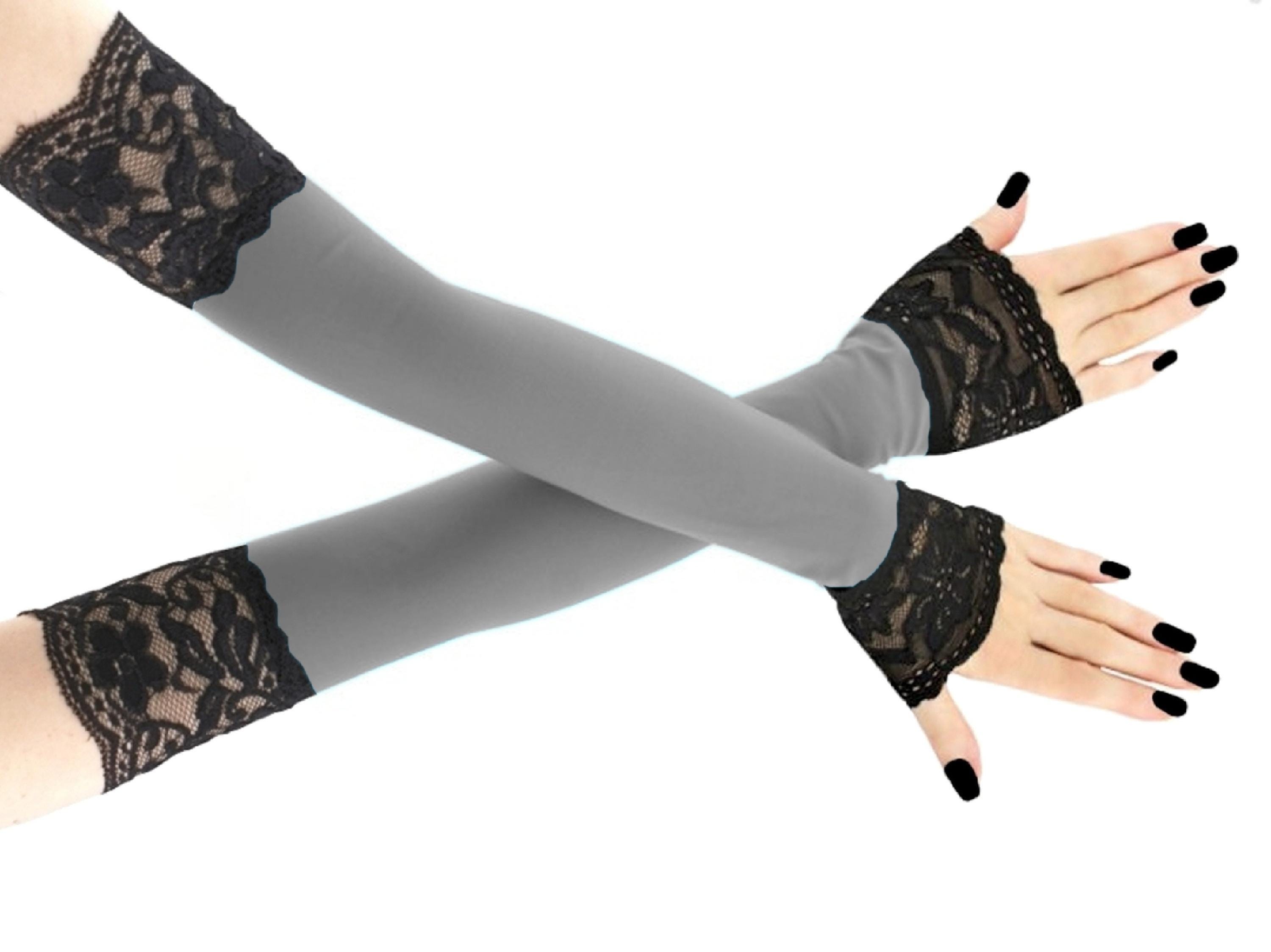 Sleeves Green Metallization Fingerless Opera Gloves Extra Long