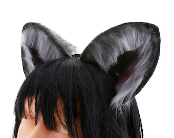 Grey white neko cat ears, cosplay costume kawaii cat neko ears, neko animal cosplay ears headband, kitten ears, kittenplay ears headband