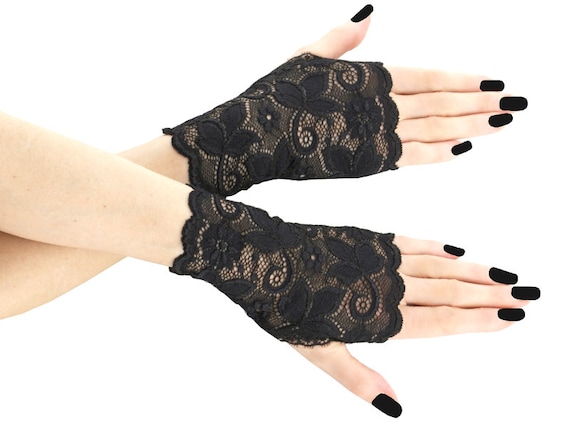 Short Black Fingerless Lace Gloves Short Black Fingerless Lace Gloves