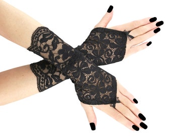 gloves Fingerless gloves formal gloves evening wrist gloves women gloves lace glove gothic costume whole black gloves plus size available