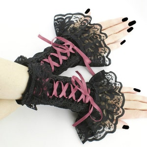 Black fingerless gloves arm warmers gothic bridal wedding gloves formal gloves bride lace gloves womens evening gloves victorian formal gloves evening gloves pastel elegant romantic cosplay costume lolita kawaii wedding gloves bride gloves burlesque