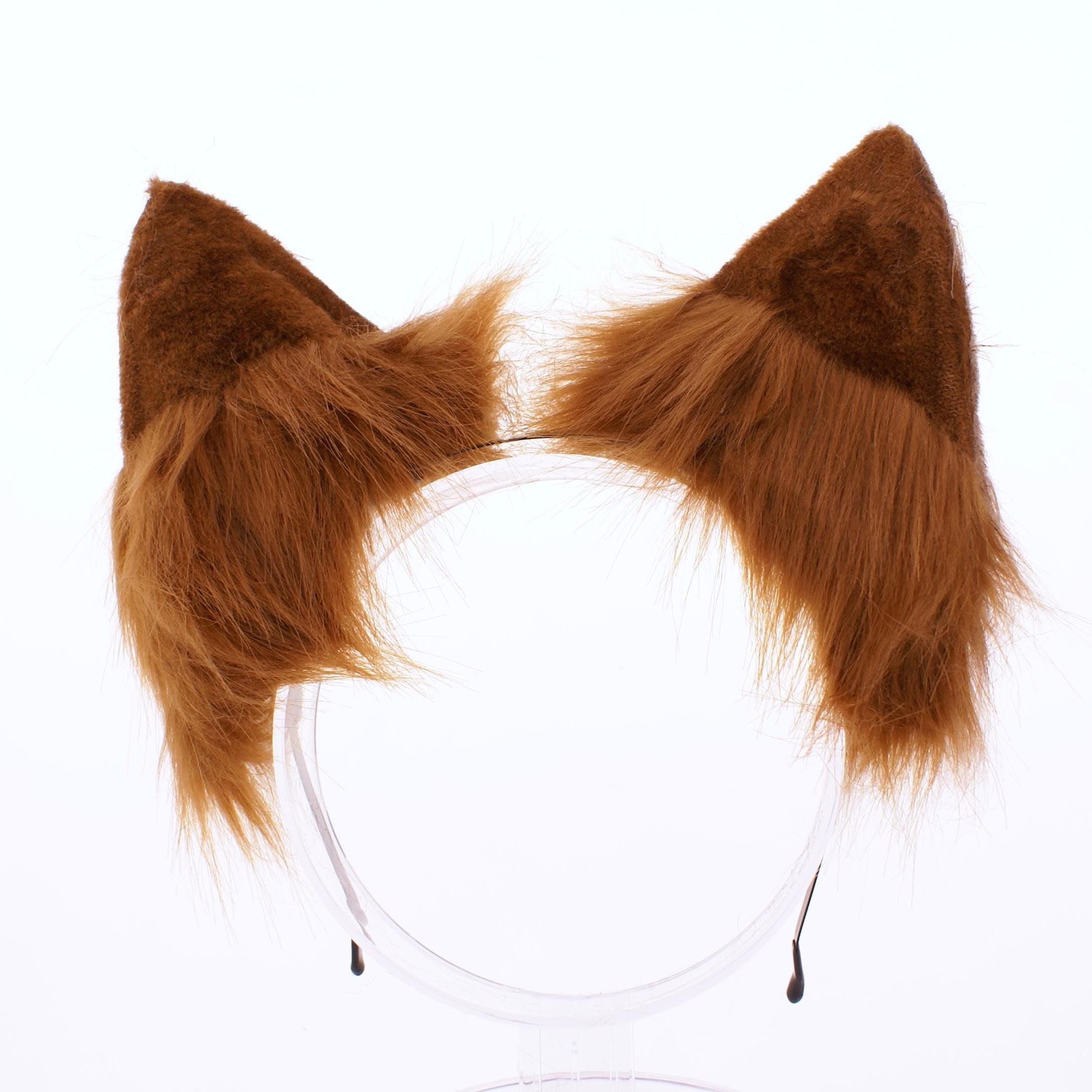 Rusty Ear Faux Fur Fox Ears Headband, Realistic Rusty Brown Cosplay Accessory ...