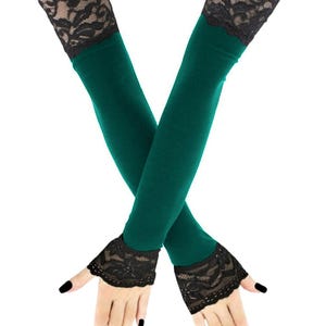 Opera dameshandschoenen, elegante glamour avondhandschoenen zwart groen extra lange armwarmers mouwen bruidsfestival vingerloos vrouwenkostuum