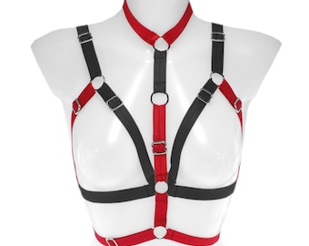 Harness Elastic Strappy for Women, Adjustable Burlesque Top, XS-XL, Handmade Gothic Layering Accessory, Lingerie Body Cage, Alt Fashion Gear