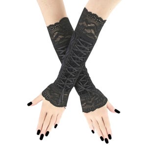 Made-to-Order Gothic Fingerless Gloves: Corset Laced Evening Arm Warmers