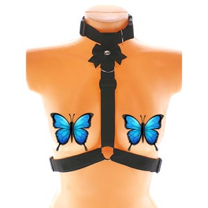 Kätzchen, schwarz, Halsband Harness Bondage Body Cage Dessous Nylon Gurtband Mensch Welpe, Pet Play, Kostüm Katze, Gothic,