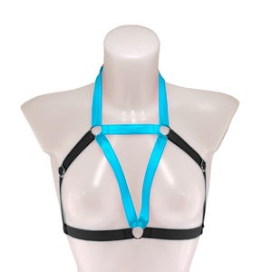 Harness for womens adjustable elastic strappy pastel lingerie chest top stretch ribbon body cage ring dancing  burlesque