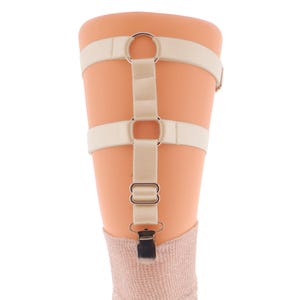 One Garter Betl Adjustable Beige Satin Elastic Leg Garter for Thigh High Socks and Stockings Crocodile Clips for Durable Hold Sock hold ups