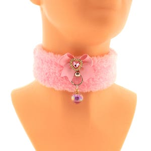 Fluffy Pink Kitten Collar, Handmade Faux Fur Petplay Choker