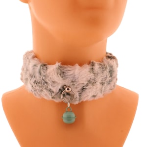 Fluffy Kitten Collar Choker: Ivory Green Pet Play Costume