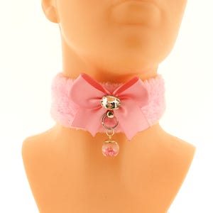 Fluffy Kitten Play Collar: Iridescent Bow, Neko Cosplay